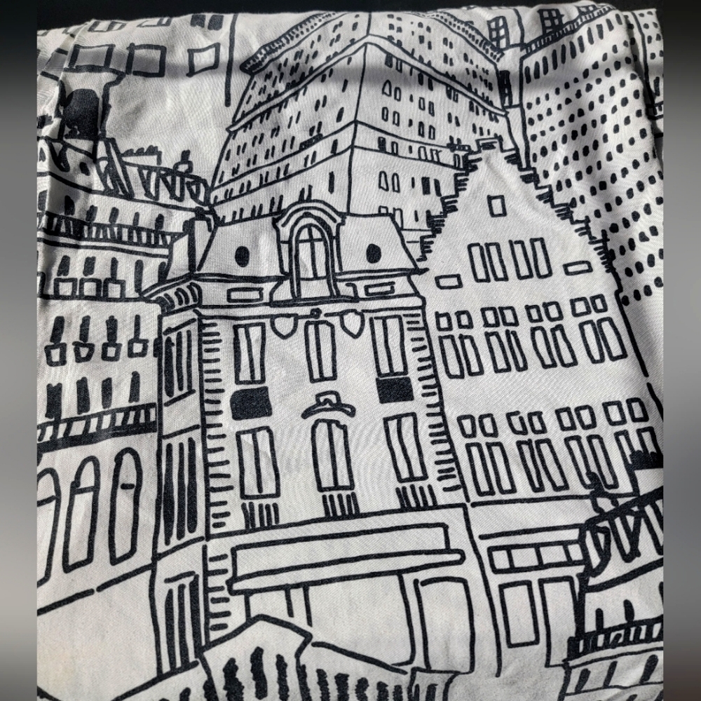 City Scape Sketch Shower Curtain In Black And White